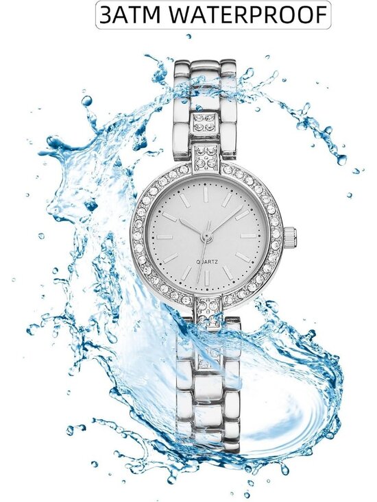 Women\'s Silver Small Thin Analog Quartz Bracelet Dainty Waterproof Wrist Watch main image 2